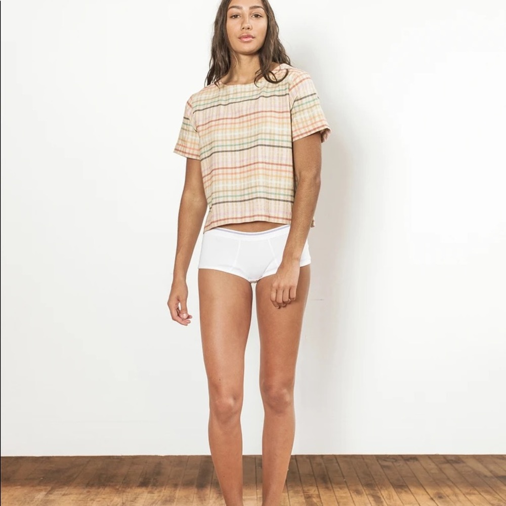 Ace & Jig Striped Button-Back Cropped Top in Yellow, Green, Pink, Orange - Picture 4 of 4